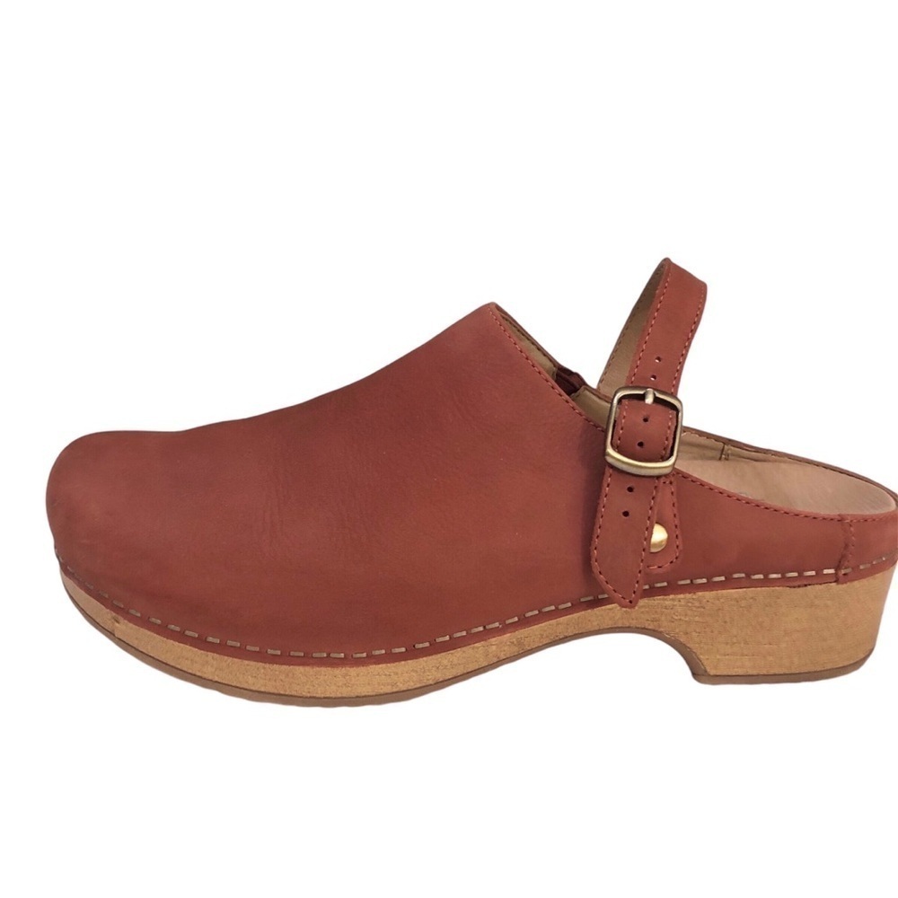 Dansko Berry Cinnamon Nubuck Burnished Leather Clogs Buckle size 11.5-12 US - Picture 2 of 11